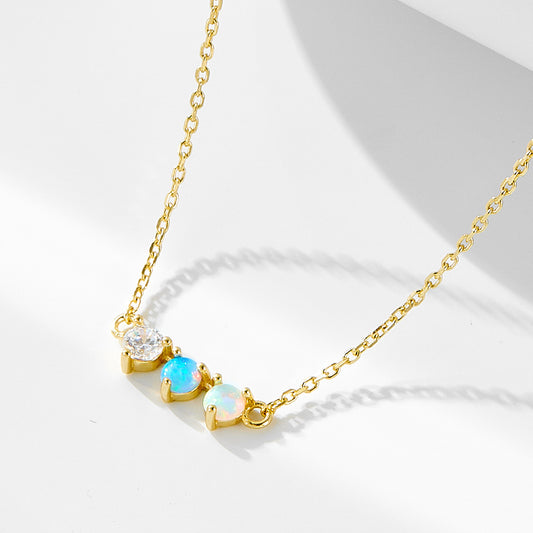 Womens Sterling Silver Necklace With Colorful Opal Garnet