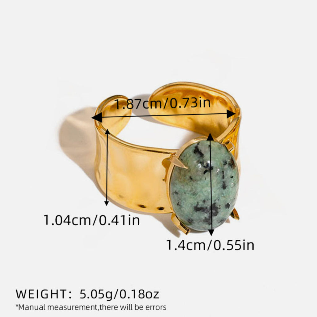Stainless Steel 18K Gold Ring With Natural Stone