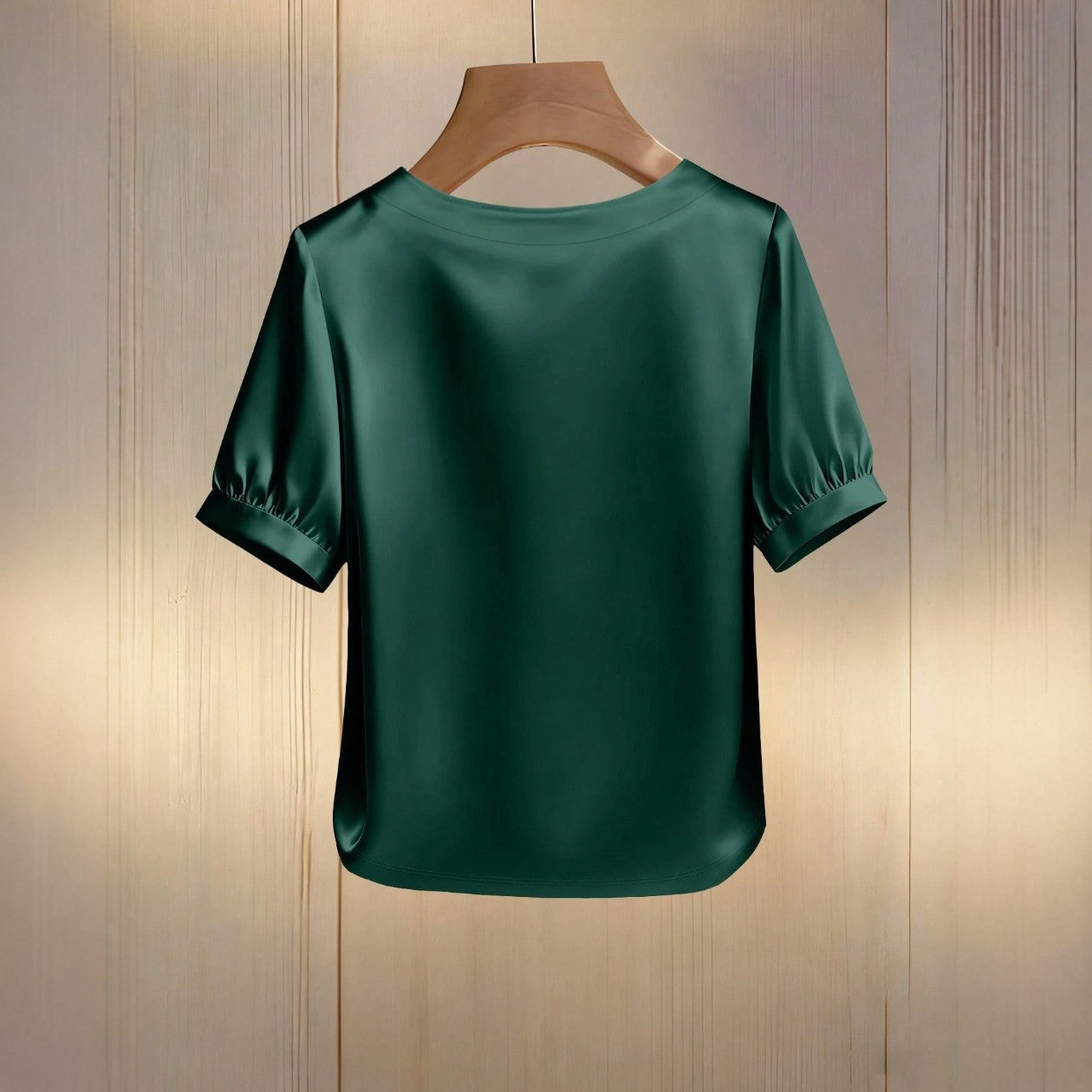French-style Satin Pearl-collar Short Sleeves