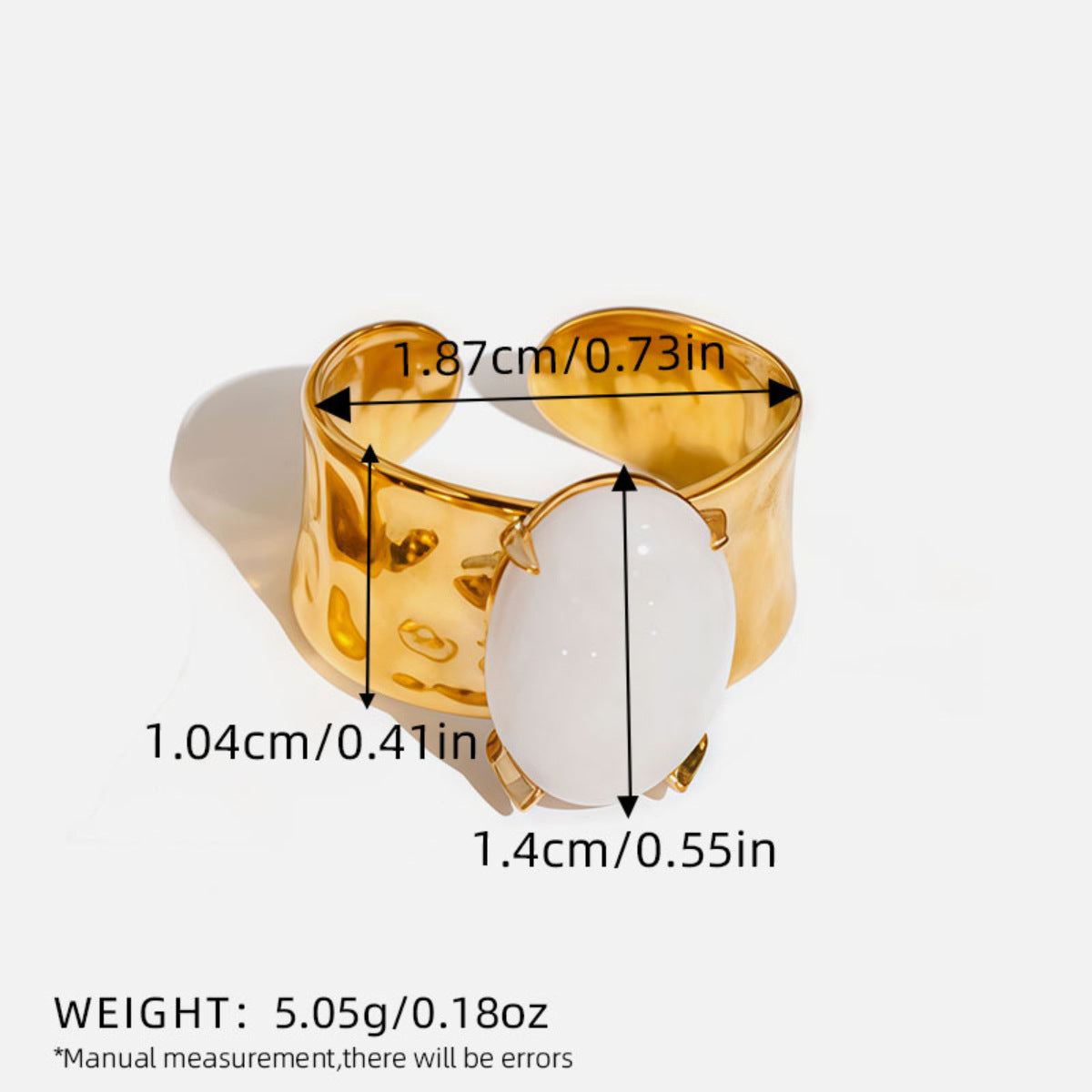 Stainless Steel 18K Gold Ring With Natural Stone