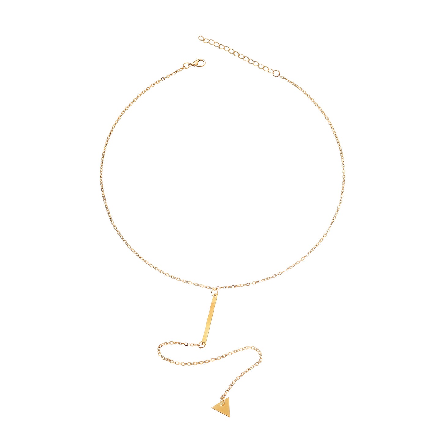 Fashionable Minimalist Geometric Long Pendant Gold Necklace