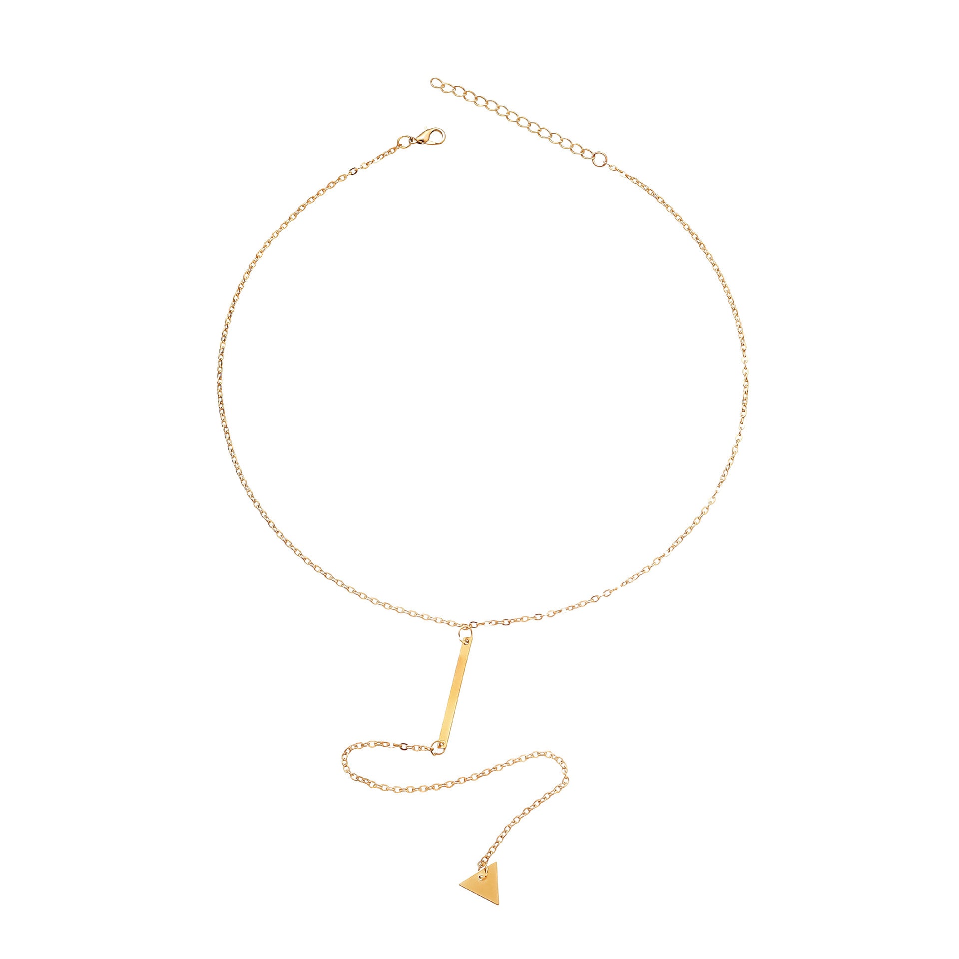 Fashionable Minimalist Geometric Long Pendant Gold Necklace