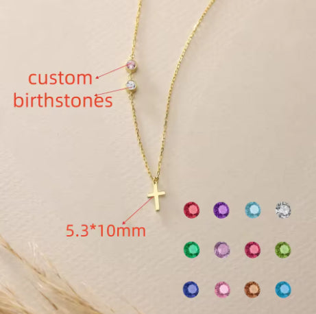 Custom Inlaid Stainless Steel Birthstone Necklace For Women