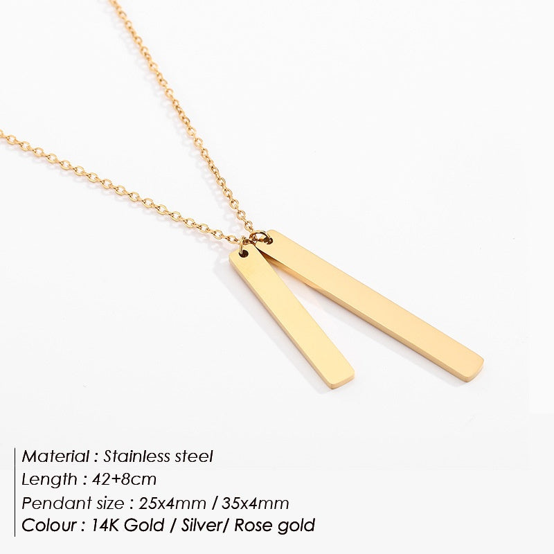 Minimalist Accessory Geometric Rectangular Pendant On A Fine Polished Clavicle Chain Necklace