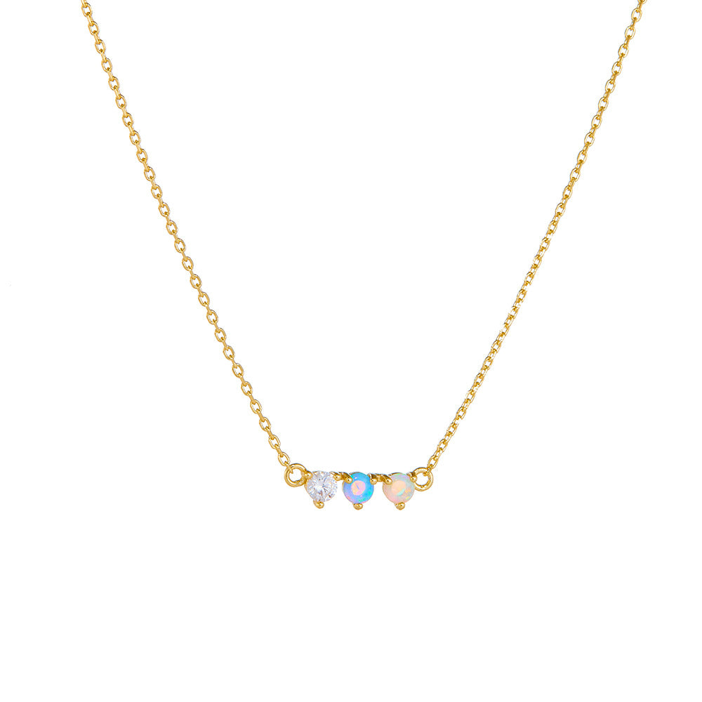 Womens Sterling Silver Necklace With Colorful Opal Garnet