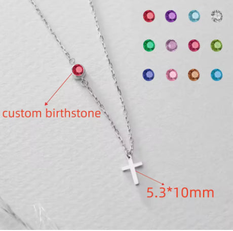 Custom Inlaid Stainless Steel Birthstone Necklace For Women