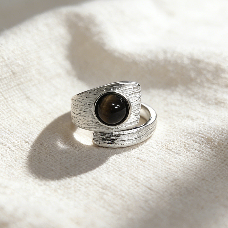 Korean-style Irregular Ring With Tigers Eye Stone
