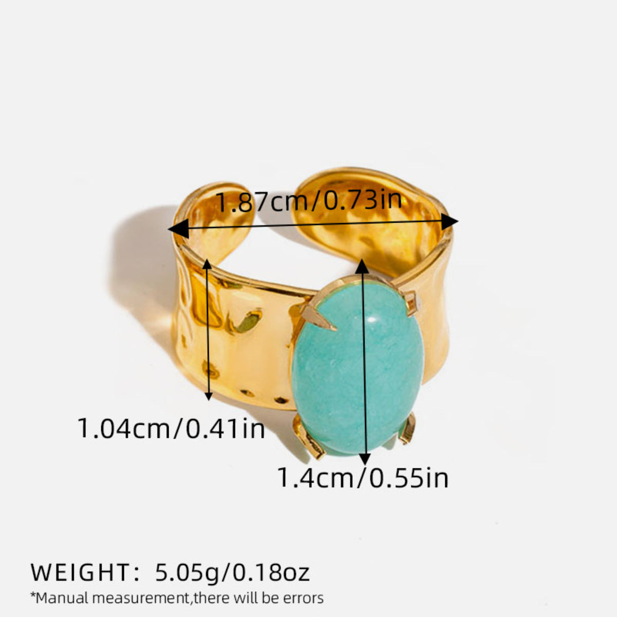 Stainless Steel 18K Gold Ring With Natural Stone
