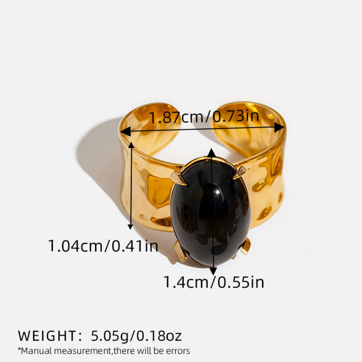 Stainless Steel 18K Gold Ring With Natural Stone