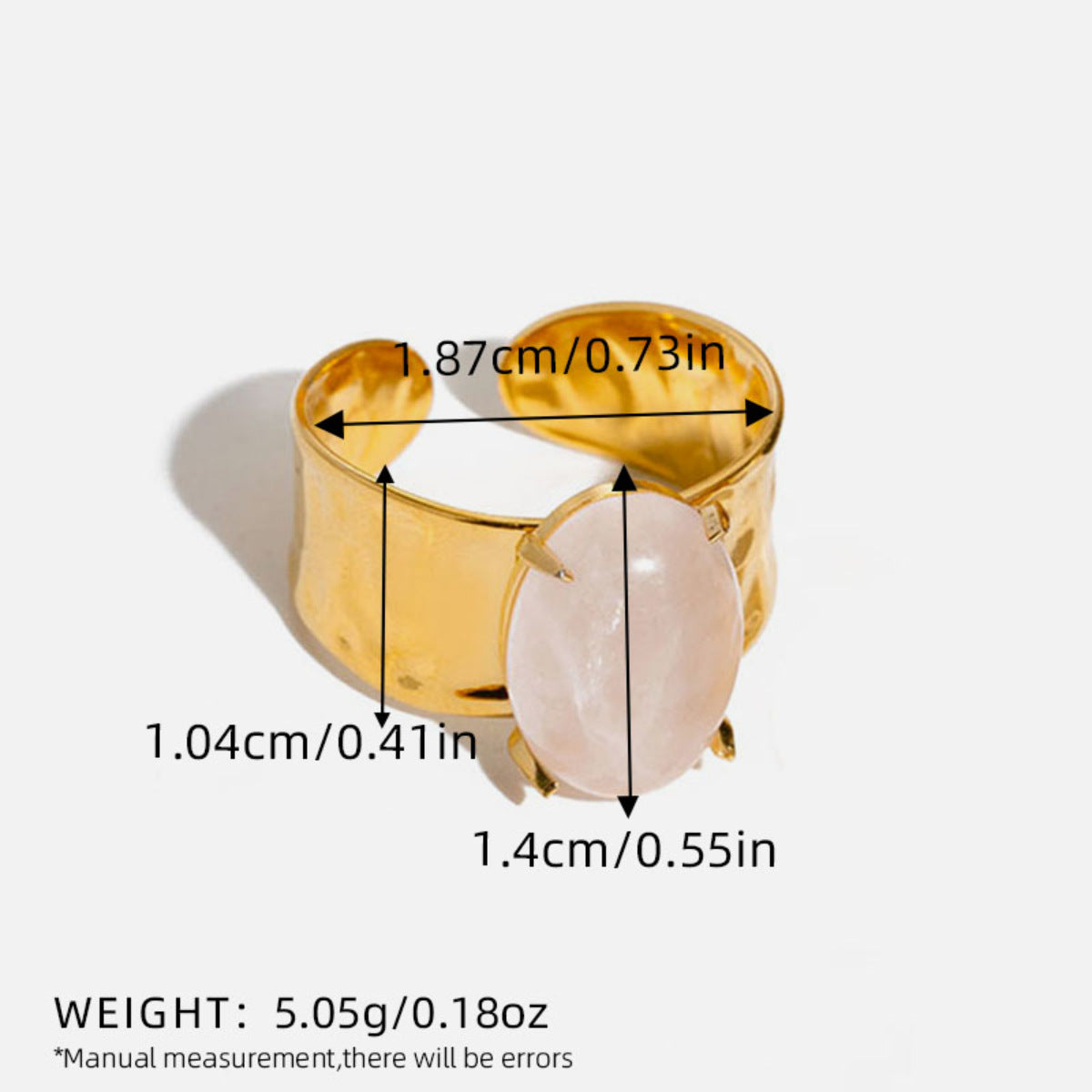 Stainless Steel 18K Gold Ring With Natural Stone