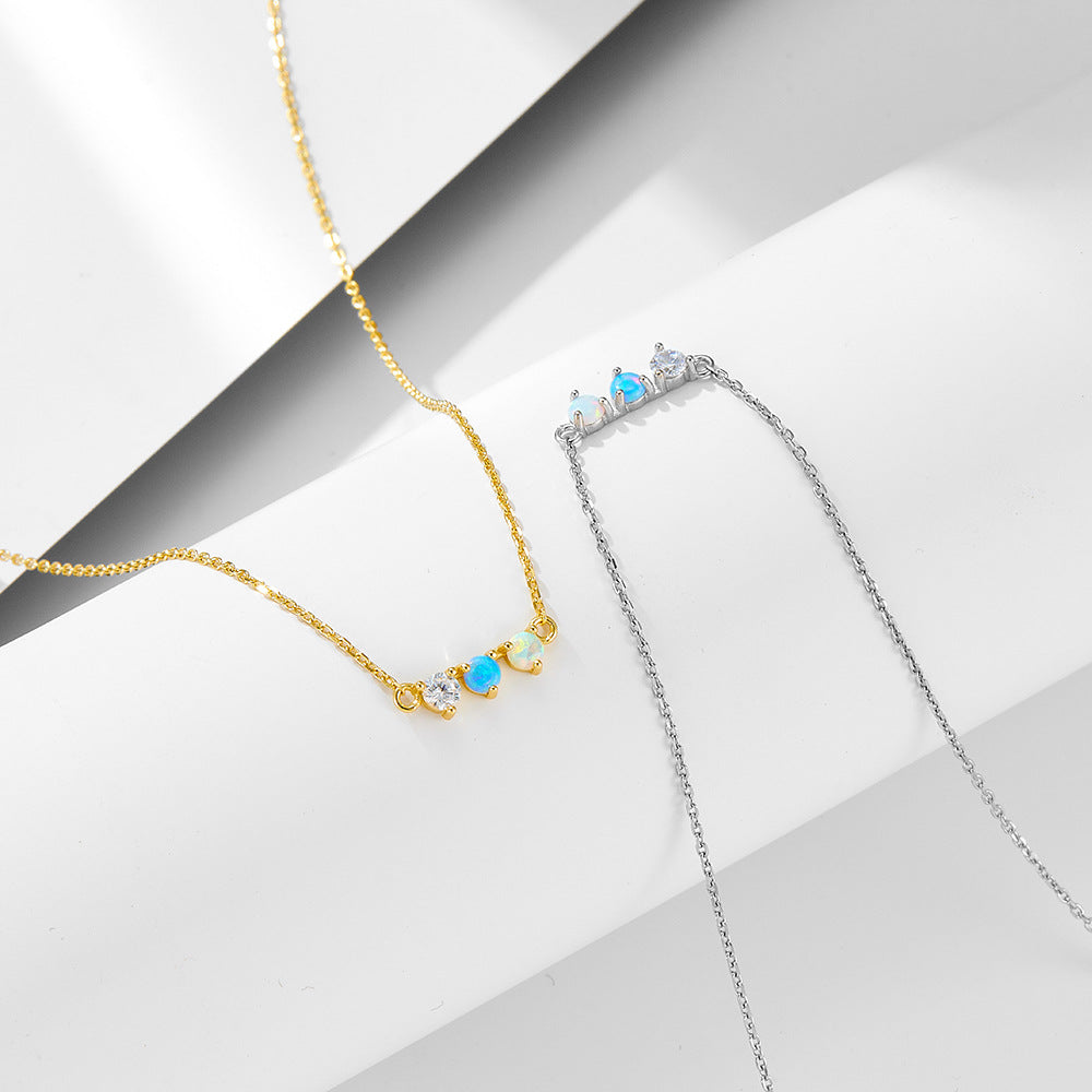 Womens Sterling Silver Necklace With Colorful Opal Garnet