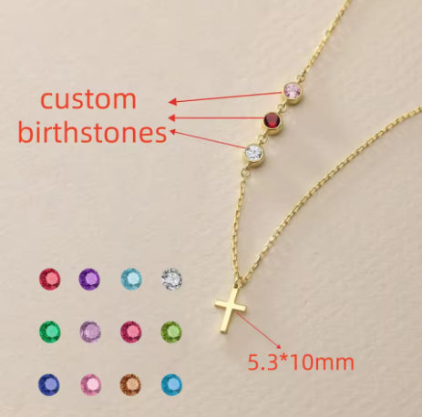Custom Inlaid Stainless Steel Birthstone Necklace For Women