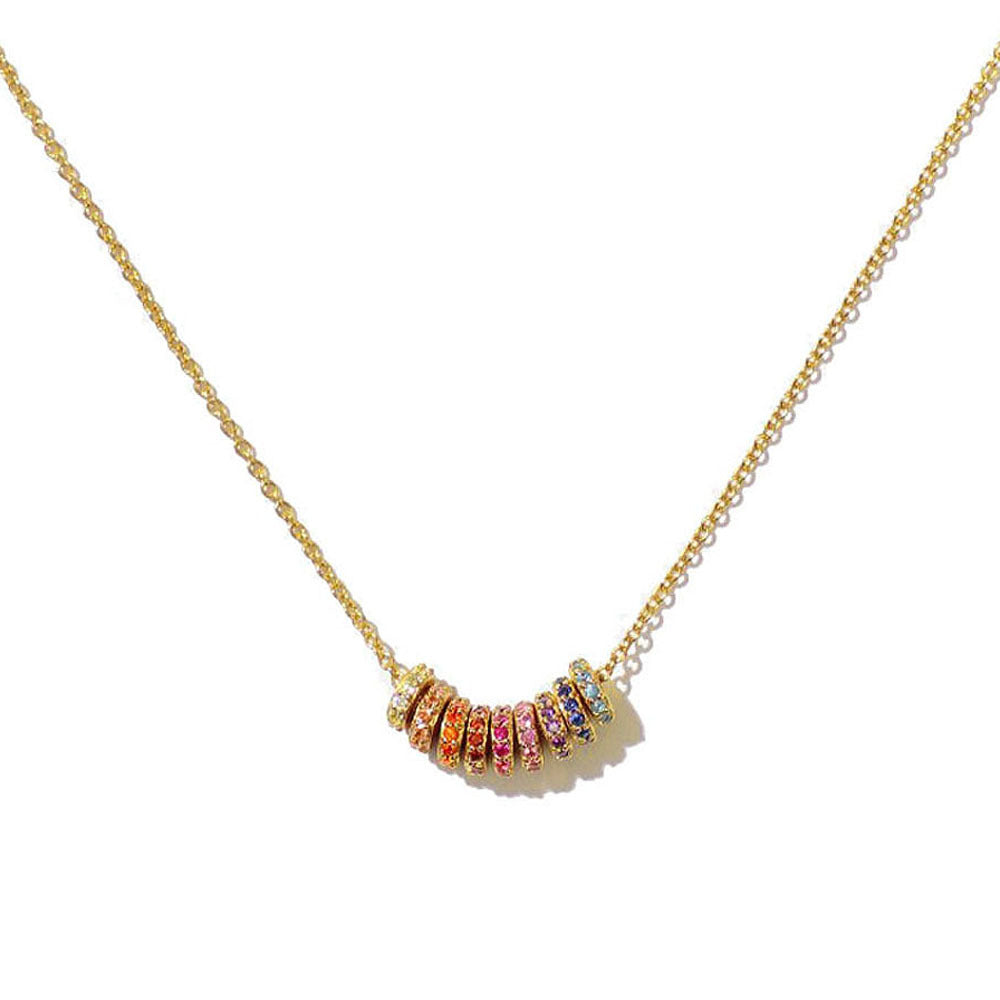 Rare Designer-style Color-ring Zircon Pendant Necklace