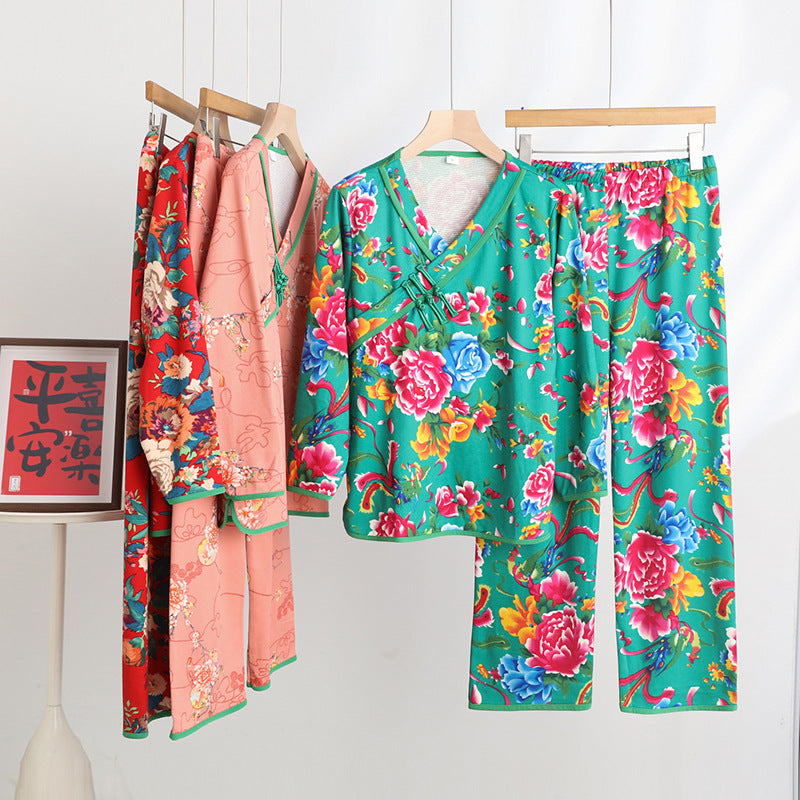 Womens Chinese Style Printed Loungewear Set