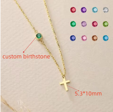 Custom Inlaid Stainless Steel Birthstone Necklace For Women