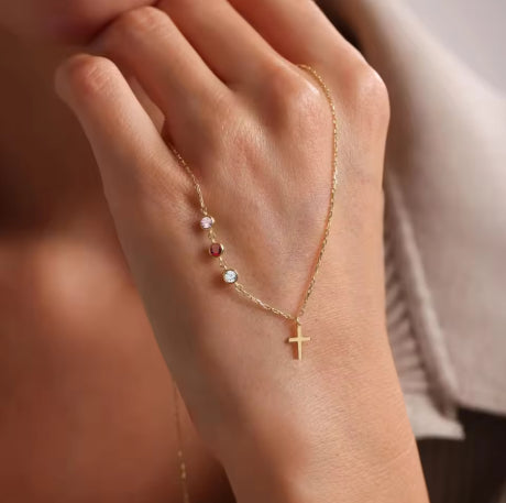 Custom Inlaid Stainless Steel Birthstone Necklace For Women