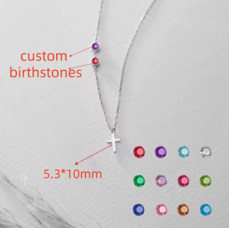 Custom Inlaid Stainless Steel Birthstone Necklace For Women