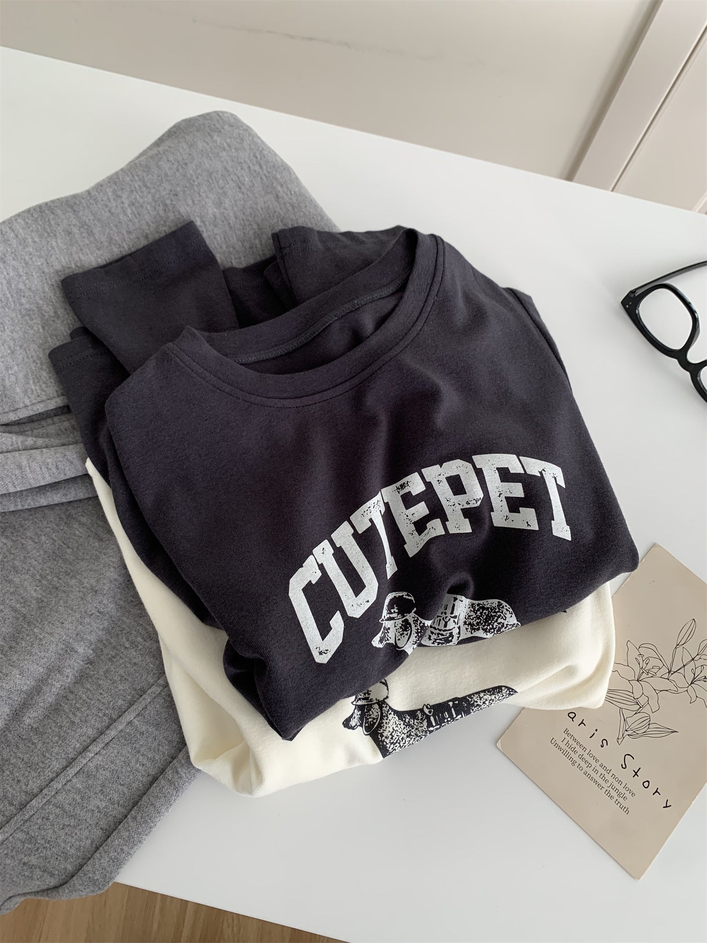 High-elastic Soft And Chewy Cartoon Puppy-Print T-Shirt For Women