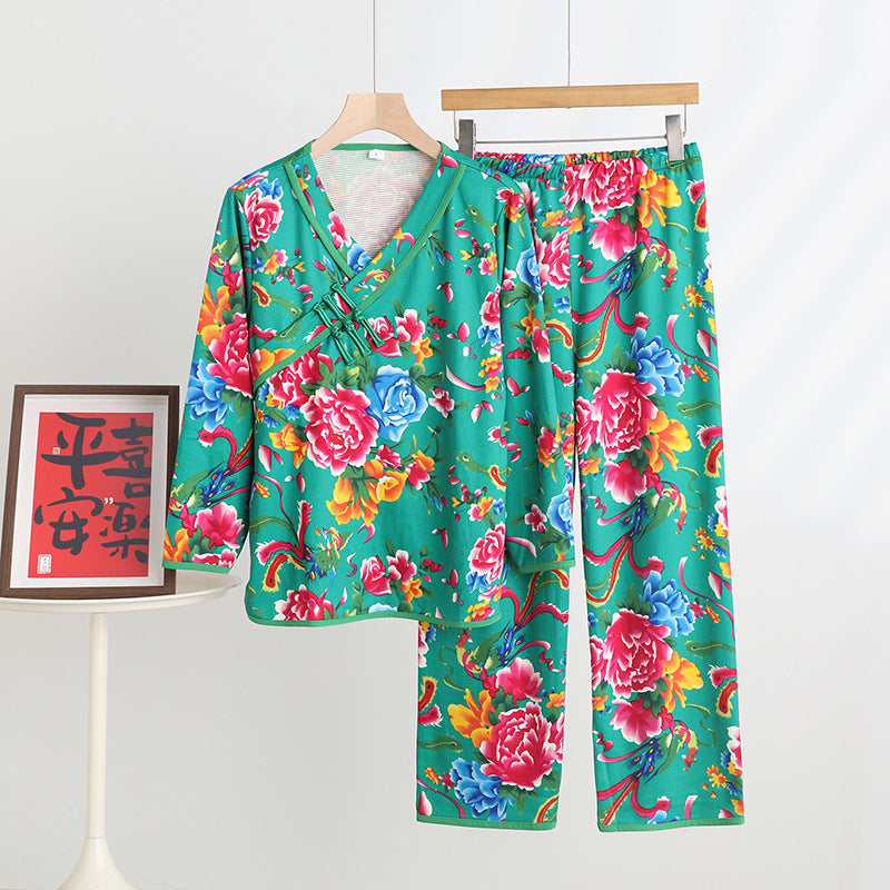Womens Chinese Style Printed Loungewear Set