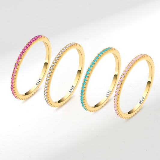 Fashionable Full Diamond Tail Stacked Single Row Ring