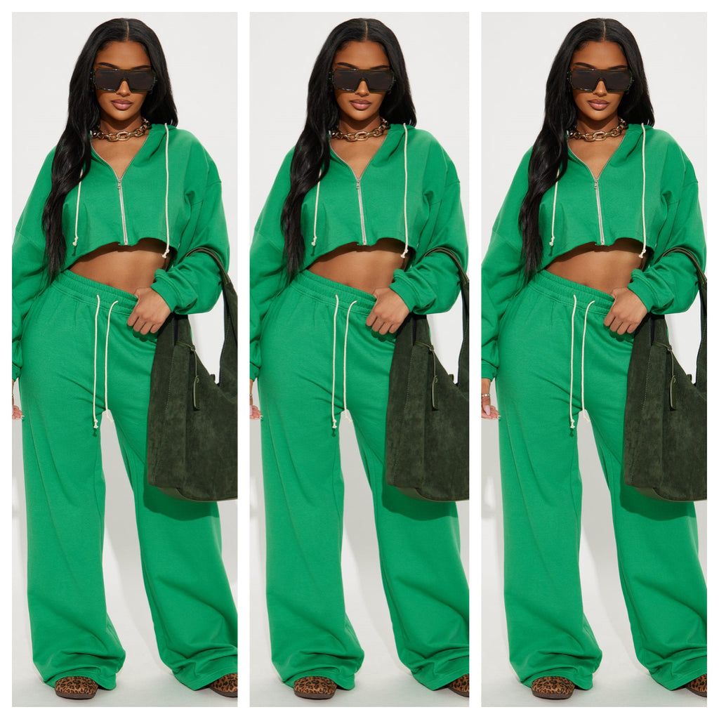 Stylish Casual Two-piece Set Featuring A Hooded Cardigan And Wide-leg Pants