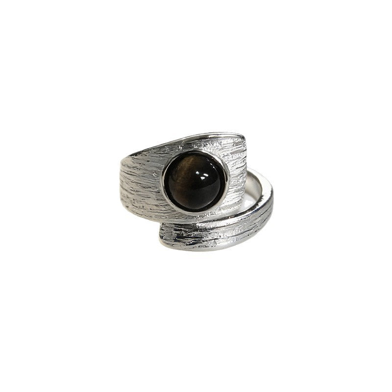 Korean-style Irregular Ring With Tigers Eye Stone