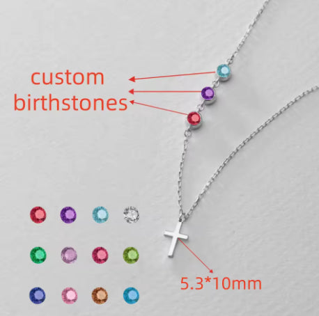 Custom Inlaid Stainless Steel Birthstone Necklace For Women